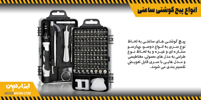 انواع پیچ گوشتی ساعتی