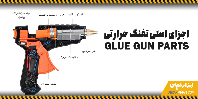 اینفوگرافی اجزای اصلی تفنگ چسب حرارتی