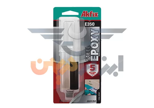 چسب دوقلو  اپوکسی سرنگی استیل e350 آکفیکس